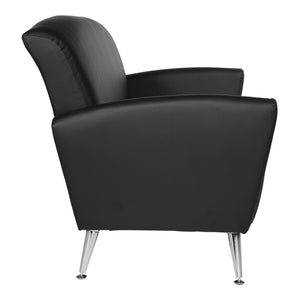 OSP Home Furnishings Loveseat with Antimicrobial Faux Leather Upholstery and Chrome Legs for Office or Home Black SL50552-R107