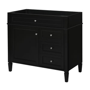 English Elm 36'' Modern Bathroom Vanity Cabinet with Tip-Out Drawer, Adjustable Shelf, Smooth Metal Slides, Solid Wood Frame Black N710P186084B