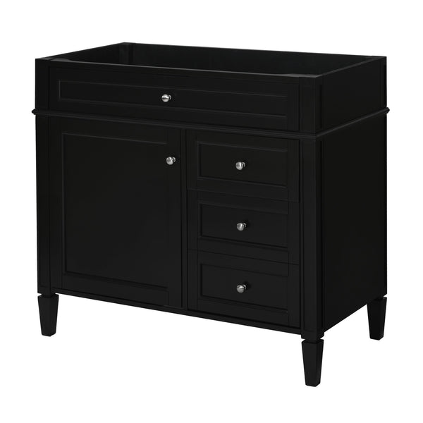 English Elm 36'' Modern Bathroom Vanity Cabinet with Tip-Out Drawer, Adjustable Shelf, Smooth Metal Slides, Solid Wood Frame Black N710P186084B