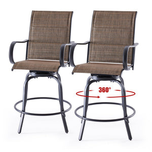 English Elm Patio Swivel Barstools Set of 2 Textilene Mesh Powder Coated Frame All Weather Seating T3623P437318