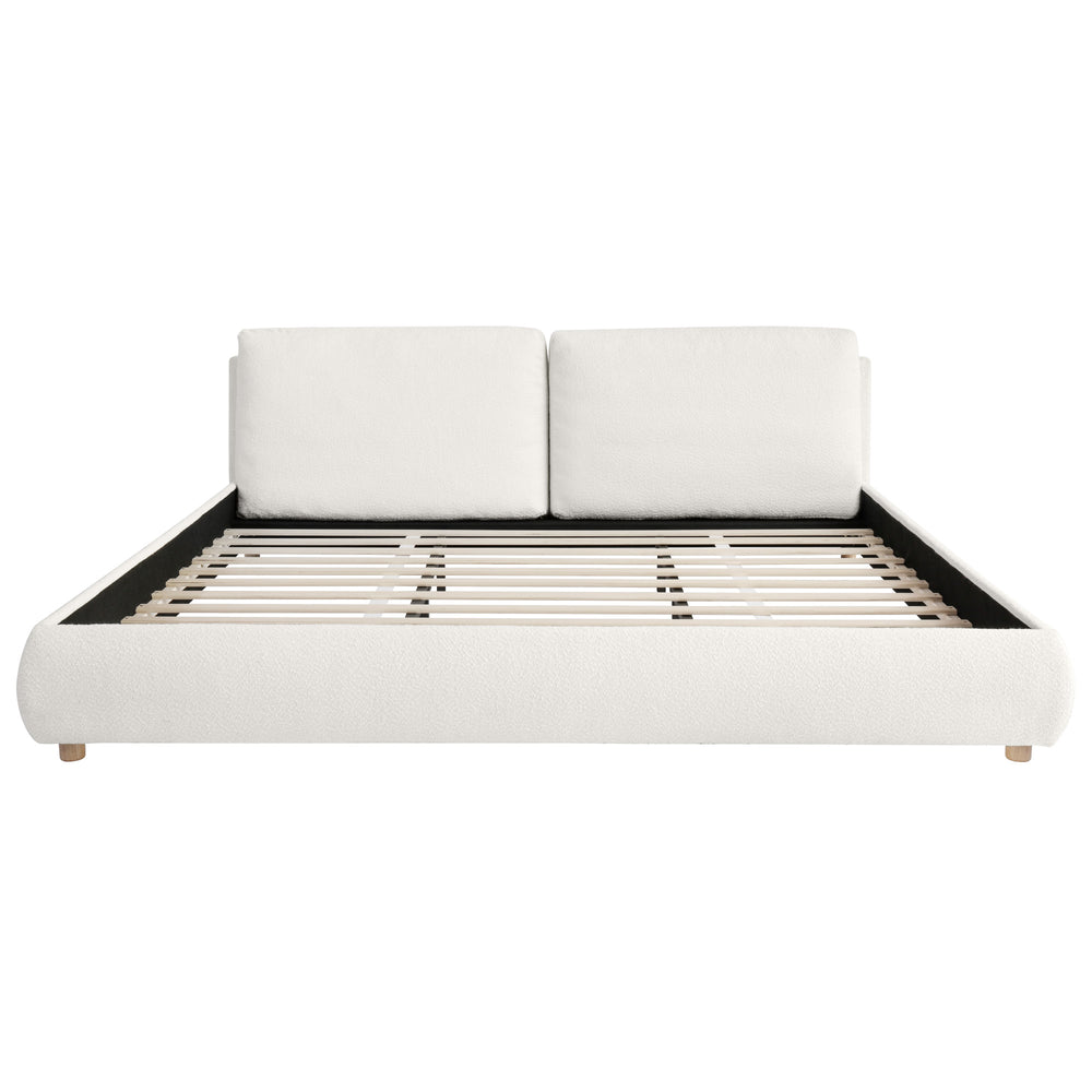 English Elm Christopher Knight Home® - King Size Upholstered Platform Bed In White Boucle Fabric With Removable Pillow Headboard For Comfort N757P246145W