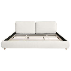 English Elm Christopher Knight Home® - King Size Upholstered Platform Bed In White Boucle Fabric With Removable Pillow Headboard For Comfort N757P246145W
