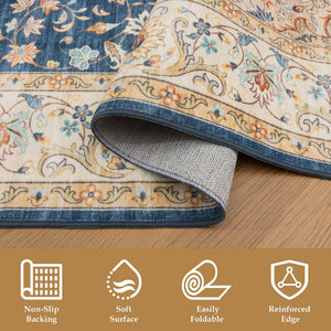 English Elm Premier Traditional Navy Low Pile Area Rug for Formal Living and Dining Spaces B186P479376