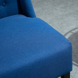 English Elm HOMCOM Mid-Century Wingback Loveseat Linen Upholstered Button-Tufted Two-Seater Sofa with Wood Legs Blue W2225P217479