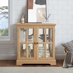 English Elm Led Curio Display Cabinet - Antique Oak Showcase With Adjustable Shelves, Remote & Lattice Doors For Home W2275P231692