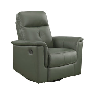 English Elm Green Swivel Glider Recliner Chair 100% Top Grain Leather Match 360° Swivel Plush Padded Comfort Reclining 35.5x36.5x40" B011P329277