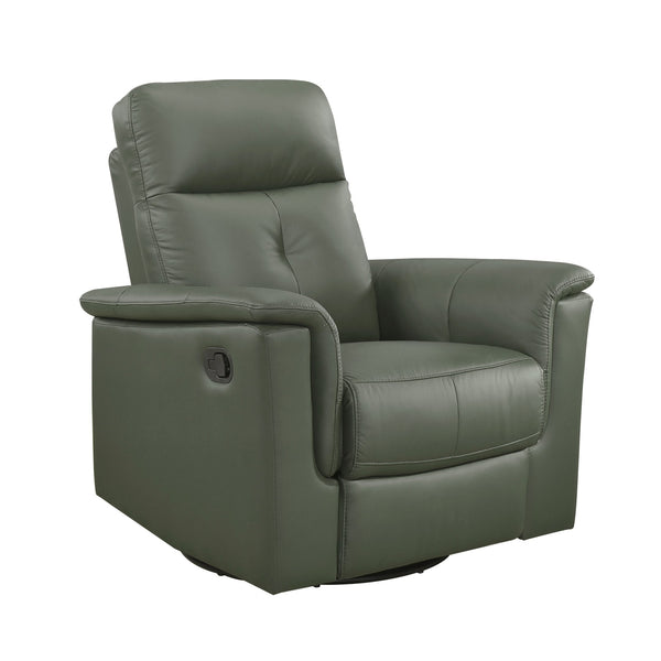 English Elm Green Swivel Glider Recliner Chair 100% Top Grain Leather Match 360° Swivel Plush Padded Comfort Reclining 35.5x36.5x40" B011P329277