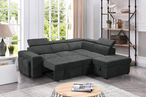 English Elm Remy Woven Fabric Sleeper Sectional with Storage Ottoman and Tucked Away Stools B2749S00184
