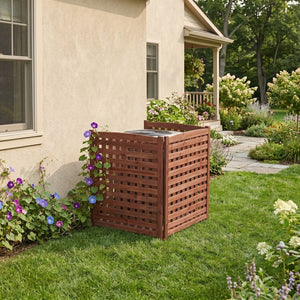 English Elm 3-panel Outdoor Slatted Wood Enclosure Screen for Ac Units Patios and Garden Areas Brown W2640P290517