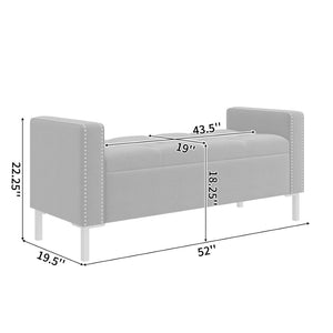 English Elm Square Arm Velvet Tufted Bench with Nailhead Detail for Bedroom or Entryway B127P409830