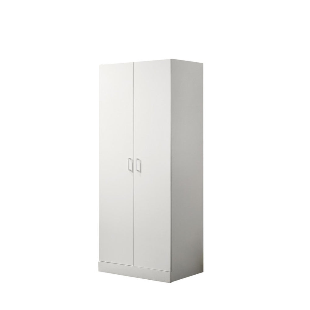 English Elm Miranzo Tall White Wardrobe Armoire with Hanging Rod and Shelf for Bedroom Storage B2749P413242