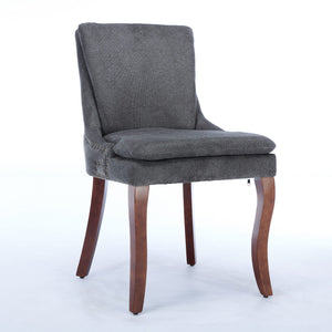 English Elm Modern Dining Chairs Set of 2 with Double-Layer Cushioned Spring+Sponge Comfort, Curved Solid Wood Legs, Mid Back Elegance for Living & Dining Room Gray W1143P207920