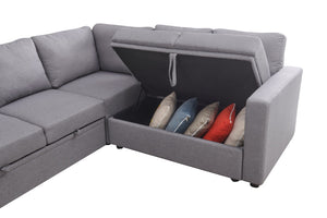 English Elm Sectional Sofa Bed - Modern Grey Space-Saving Design, Easy Assembly, And Plush Comfort For Small Spaces B205S00042-GIGA