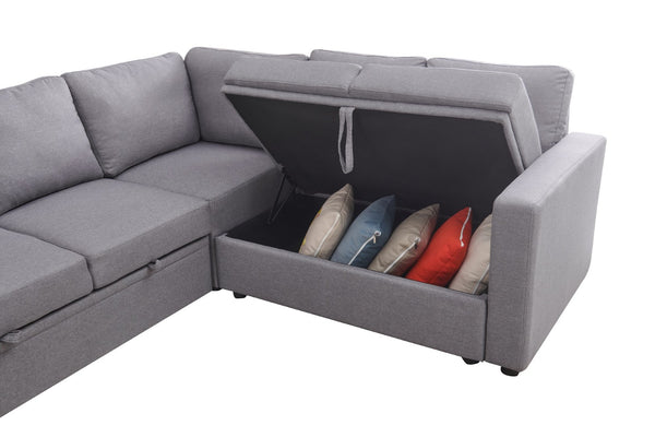 English Elm Sectional Sofa Bed - Modern Grey Space-Saving Design, Easy Assembly, And Plush Comfort For Small Spaces B205S00042-GIGA