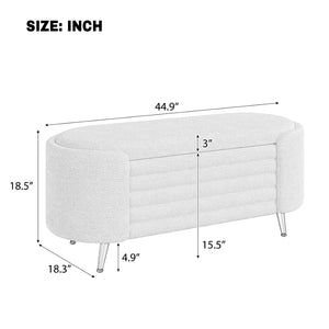 English Elm Modern Boucle Tufted Storage Ottoman Bench with Gold Legs for Bedroom or Entryway Green N719P305628F