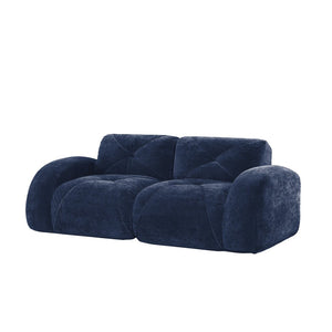 English Elm 2-seater Tufted Velvet Cloud Sofa Frameless High Density Foam Retro Luxe Living Room Blue W714P387036