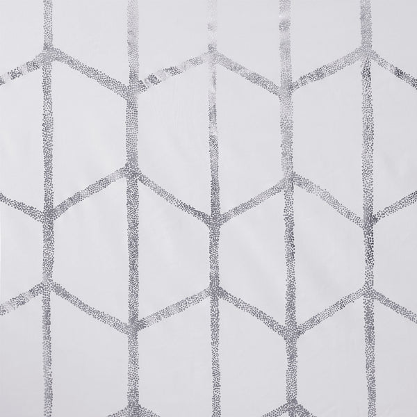 JLA Home Intelligent Design - Total Metallic Geo Blackout Curtain Panel with Foamback Liner, Energy-Saving Privacy, Grommet Top 84 L x 50 W x 0.13H ID40-1808