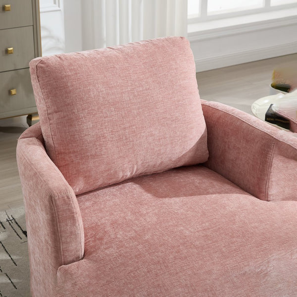 English Elm swivel Chenille Upholstered Office Chair with Metal Turntable, Breathable Durable Wood Frame for Comfort and Style Pink W2120P322756