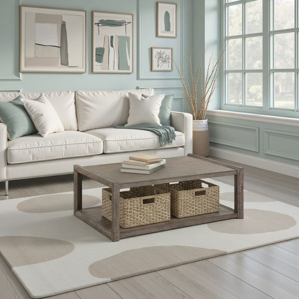 English Elm Avana Rectangular Coffee Table Acacia Veneer Open Shelf Living Room Ready to Use B108P468531