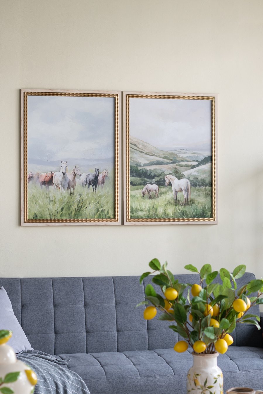 English Elm 23.6x31.5" Multicolored Canvas Prints Set of 2 – Serene Horse Countryside Art for Living Room Accent Decor W2078P318071