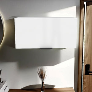 English Elm Coolidge Compact Pull-Up Wall Cabinet with Single Shelf, Durable MDP, White, Space-Saving Design B128P375301