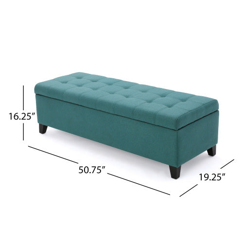 English Elm Christopher Knight Home® - STORAGE Ottoman with Hidden Compartment, Sturdy Fabric Bench for Seating, Footrest & Space-Saving Décor (51x19.5x13.5) Teal 68087.00DT