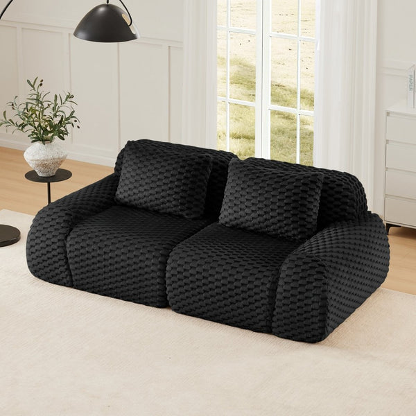English Elm 82" Modular Sectional Sofa Flannelette Upholstery Deep Seat No Assembly Living Room Black W714P377097