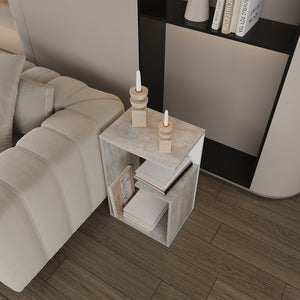 English Elm Side Table Sallis — Compact Engineered Wood Accent Table with Open Shelf, Portable Space-Saving Design Gray B092P309175