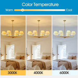English Elm 8-light Gold Rope Wrapped Fabric Shade Chandelier for Dining and Living Rooms W5008P391581