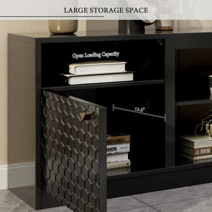 English Elm Modern/contemporary Matte Black Tv Stand with Honeycomb Doors Fits Tvs Over 70 Inches T3609P482848