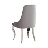 English Elm Set Of 2 Velvet Upholstered Side Chairs, Grey and Chrome