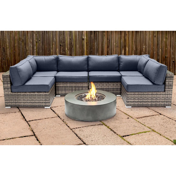 English Elm Outdoor 7-Piece Sectional With Fire Pit: Fully Assembled, Weather-Resistant Comfort For Your Patio! B120S00139-GIGA