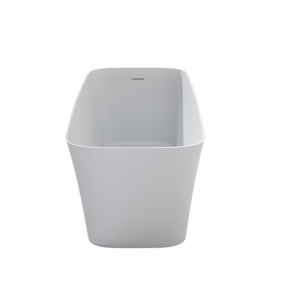 English Elm 47" Solid Surface Soaking Bathtub Matte White Minimalist Spa Design for Small Bathrooms W2704P263994