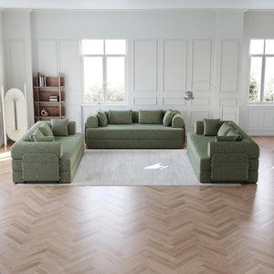 English Elm 78.7-Inch Convertible Sleeper Sofa Bed: Chenille Lounge Couch With Pillows, Side Pocket, And Comfort W834S00532