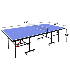 English Elm 8ft Regulation Ping Pong Table Foldable Steel Frame with Solo Playback for Game Rooms W1408P426759