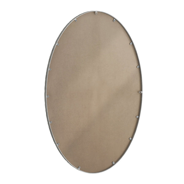 English Elm Iron Oval Retro Mirror with Antique Iron Frame, Elegant Wall Hanging for Bathroom Bedroom Living Room Silver W757P251823