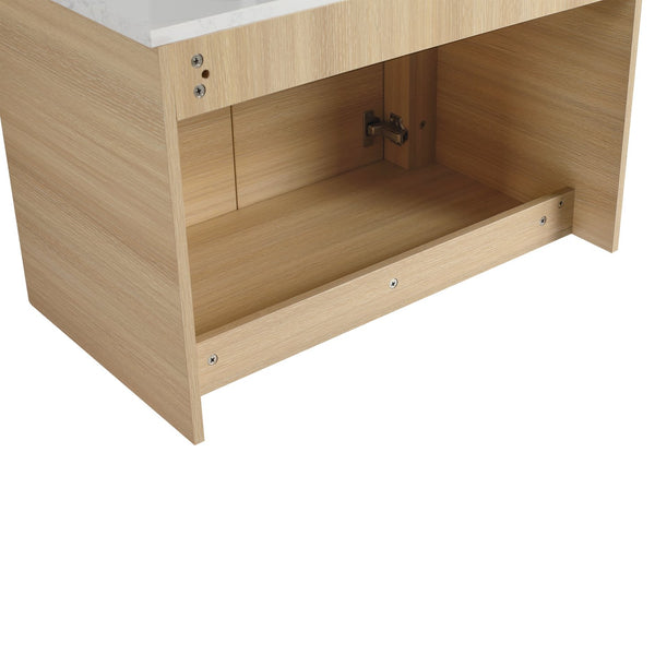 English Elm 54'' Wall-Mounted Bathroom Vanity With Elegant Ceramic Sink, Soft-Close Doors, And Ample Storage W999S00475