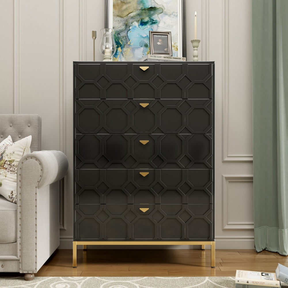 English Elm 2-door Fluted Wood Grain Cabinet Industrial Brown Finish Accent Storage for Living Room T3609P482849