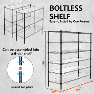English Elm 3 Tier Heavy Duty Steel Wire Shelving Unit Expandable Industrial Storage Rack Set of 2 W2932P373618