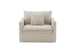 English Elm 1p Crayford Chair Taupe Linen Narrow Arms Wooden Legs Feather Blend Cushion Transitional Accent B2741P380794