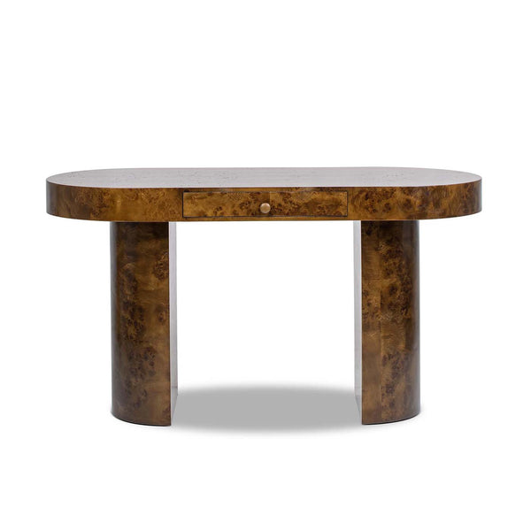 English Elm Jennifer Taylor Home - Jesse 55.5" Oval Computer Desk - Stylish Dark Burl Wood, Mid-Century Design With Organizing Drawer B2719P238530