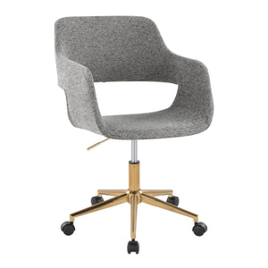 English Elm Margarite Modern Ergonomic Task Chair With Gold Metal Base And Grey Fabric For Stylish Comfort B202P223904