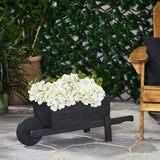 Christopher Knight Home® - Noble House - Soledad Outdoor Acacia Wood Wheelbarrow Planter, Dark Gray