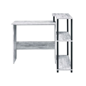 English Elm Rectangular Writing Desk With Integrated Side Shelf, Antique White & Black - Stylish & Functional B016P311334-GIGA