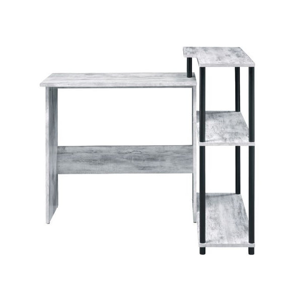 English Elm Rectangular Writing Desk With Integrated Side Shelf, Antique White & Black - Stylish & Functional B016P311334-GIGA