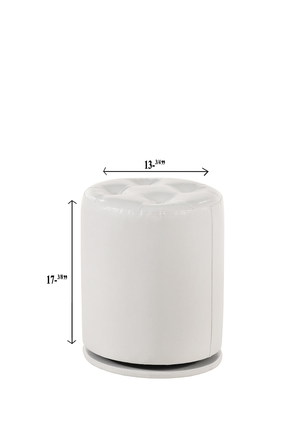 English Elm 1pc Glam Contemporary Upholstered Round Swivel Vanity Stool with Button Tufted Plush Seat, Luxe Comfort White 14.17 L x 14.17 W x 17.52 H B2741P322609