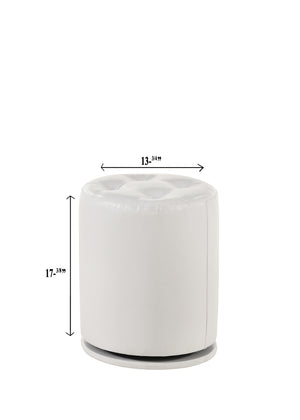 English Elm 1pc Glam Contemporary Upholstered Round Swivel Vanity Stool with Button Tufted Plush Seat, Luxe Comfort White 14.17 L x 14.17 W x 17.52 H B2741P322609