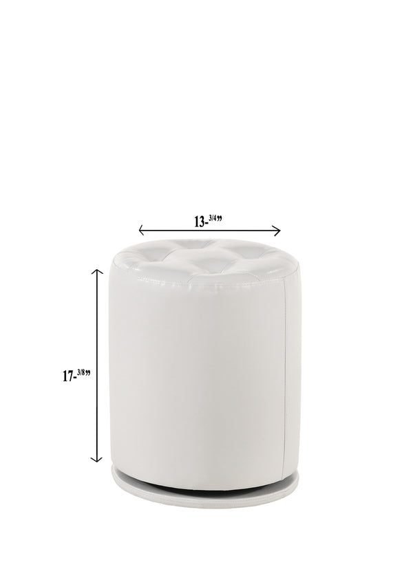 English Elm 1pc Glam Contemporary Upholstered Round Swivel Vanity Stool with Button Tufted Plush Seat, Luxe Comfort White 14.17 L x 14.17 W x 17.52 H B2741P322609