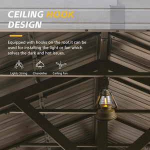 English Elm Cedar 12'x20' Gazebo with Galvanized Metal Roof, Weatherproof 2500lb Snow Load, Privacy Walls, Hooks W1859S00120