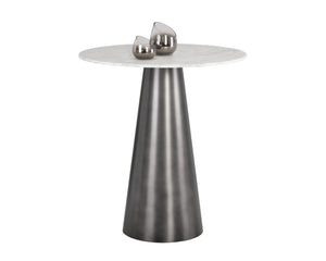 Sunpan Damon Bar Table - Stunning White Marble Top with Elegant Tapered Design for Modern Dining Spaces Gunmetal